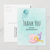 Carte Postale Jolie sirène sous l'eau aquarelle Merci (Devant / Derrière)