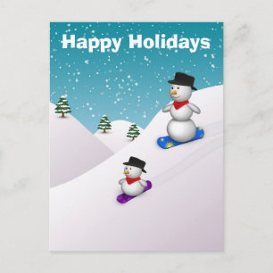 Carte postale Jolie Snowboard Snowmen
