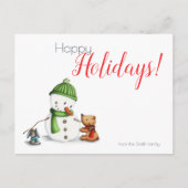 Carte Postale Jolie Snowman Noël hiver (Devant)