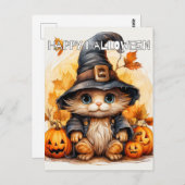 Carte Postale Jolie Sorcière de chat Little Kitty (Devant / Derrière)