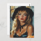 Carte Postale Jolie sorcière d'Halloween (Devant / Derrière)