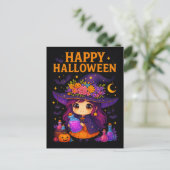 Carte postale Jolie Sorcière Halloween (Debout devant)