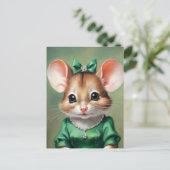 Carte Postale Jolie souris avec robe verte (Debout devant)