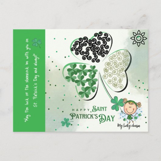Carte Postale Jolie St Patrick Petite fille (Devant)