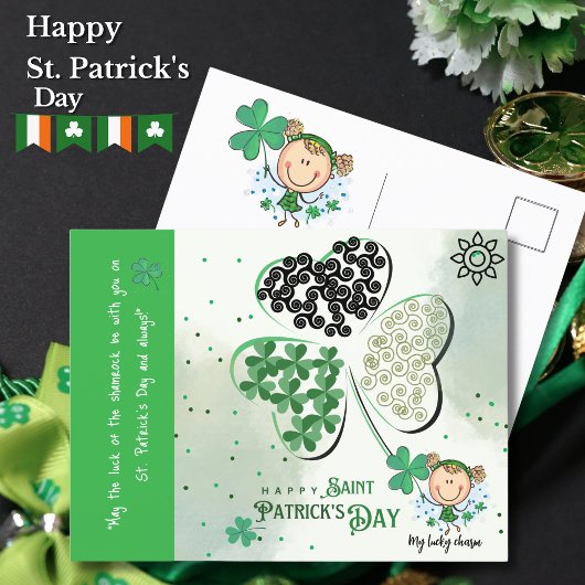 Carte Postale Jolie St Patrick Petite fille
