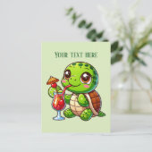 Carte Postale Jolie tortue de plage d'été ajouter du texte (Debout devant)