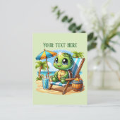 Carte Postale Jolie tortue de plage d'été ajouter du texte (Debout devant)
