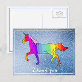 Carte Postale Jolie Unicorn couleur fille Merci d'anniversaire (Devant / Derrière)