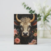 Carte Postale Jolie vache dans les fleurs (Debout devant)