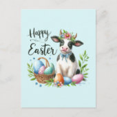 Carte Postale Jolie vache de Pâques ajouter du texte (Devant)