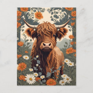 Carte Postale Jolie vache Highland vintage 