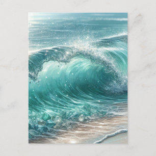 Carte Postale Jolie vague bleue avec étincelles