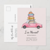 Carte Postale Jolie voiture avec bagages 'Je déménage'  (Devant / Derrière)