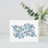 Carte Postale Jolies branches d'aquarelle - turquoise et rouge (Debout devant)