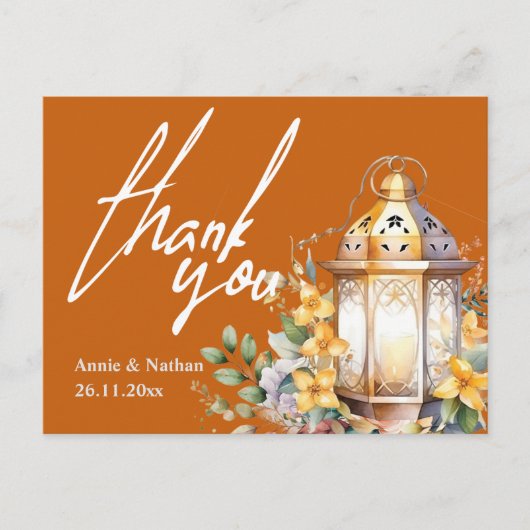 Carte Postale Jolies Feuilles d'Automne Fleurs Orange Mariage Re (Devant)