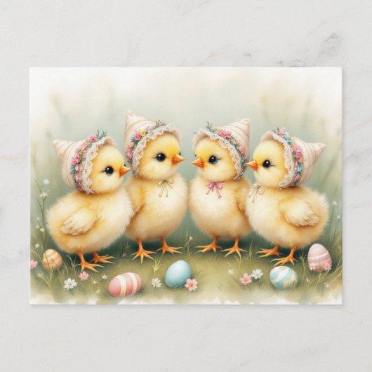 Carte Postale Jolies Filles aux Chapeaux de Pâques (Devant)