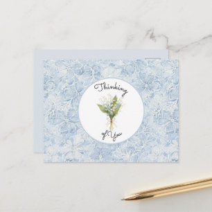 Carte Postale Jolies Fleurs Blanches Bleues Pensant à vous