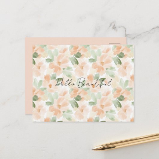 Carte Postale Jolies Fleurs de Pêche (Devant/Arrière en situation)