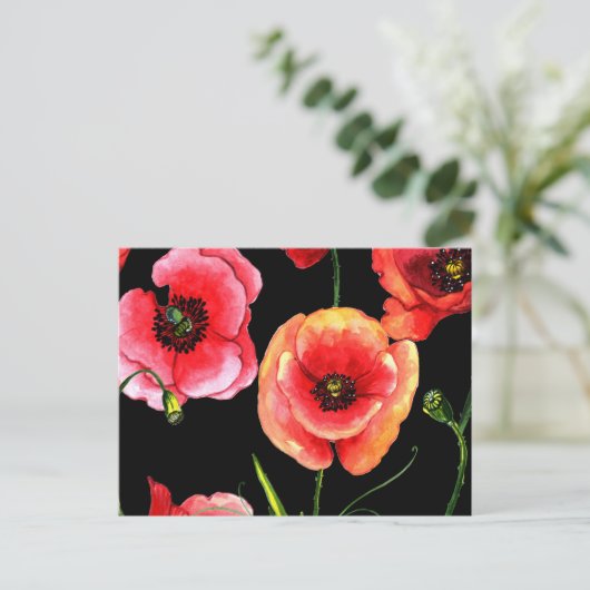 Carte Postale Jolies fleurs rouges (Debout devant)