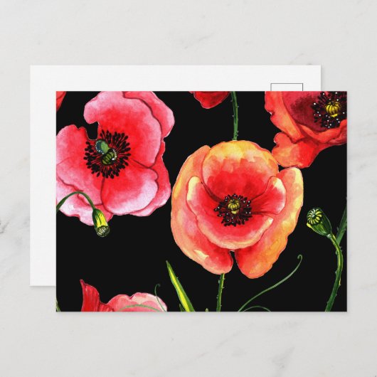Carte Postale Jolies fleurs rouges (Devant / Derrière)