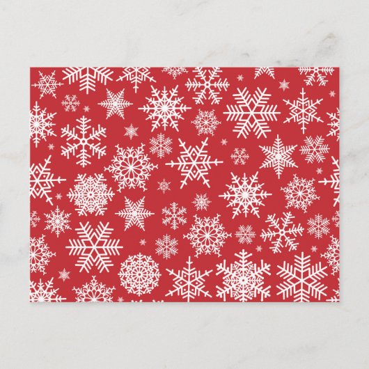 Carte Postale Jolies flocons de neige sur arrière - plan rouge (Devant)