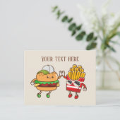Carte Postale Jolies frites hamburger ajouter du texte (Debout devant)