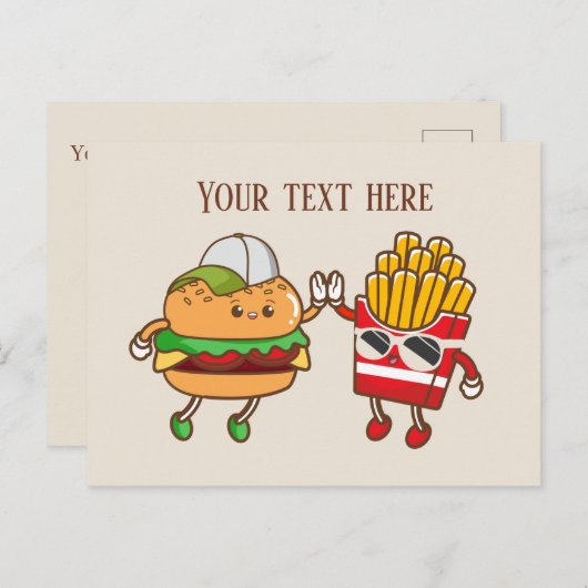 Carte Postale Jolies frites hamburger ajouter du texte (Devant / Derrière)