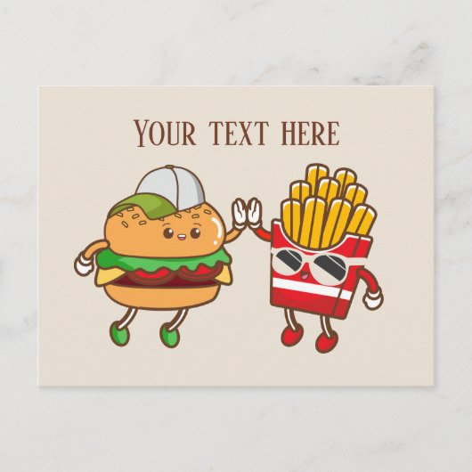 Carte Postale Jolies frites hamburger ajouter du texte (Devant)