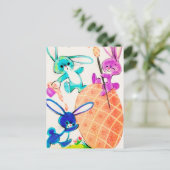 Carte Postale jolies lapines vintages de Pâques rétro (Debout devant)