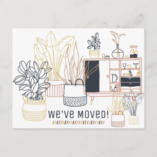 Carte Postale Jolies plantes illustrées Nous avons déménagé Nouv