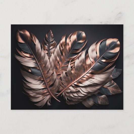 Carte Postale Jolies plumes décoratives roses et noires (Devant)