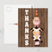 Carte Postale Jolis animaux de ferme sur du bois de grange Merci (Devant / Derrière)