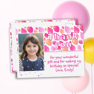 Carte Postale Jolis Ballons Roses Photo de Fille Anniversaire Me