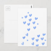 Carte Postale Jolis cœurs à l'aquarelle bleue (Devant / Derrière)