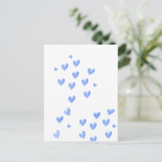 Carte Postale Jolis cœurs aquarelle bleus (Debout devant)