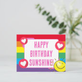 Carte Postale Jolis cœurs arc-en-ciel Sunshine Joyeux Anniversai (Debout devant)