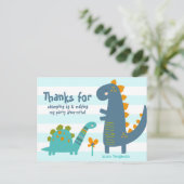 Carte Postale Jolis Dinosaures Bleus Kawaii Garçon Anniversaire  (Debout devant)
