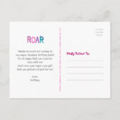 Carte Postale Jolis Dinosaures Roses Kawaii Fille Anniversaire M (Dos)