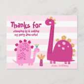 Carte Postale Jolis Dinosaures Roses Kawaii Fille Anniversaire M (Devant)