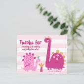 Carte Postale Jolis Dinosaures Roses Kawaii Fille Anniversaire M (Debout devant)