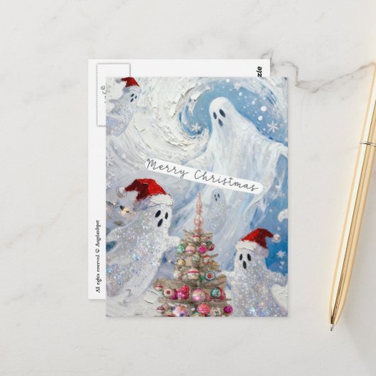 Carte Postale Jolis fantômes de Noël (Devant/Arrière en situation)