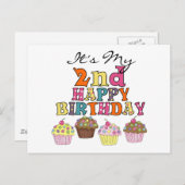 Carte Postale Jolis gâteaux pour le 2e anniversaire Tshirts et C (Devant / Derrière)