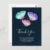 Carte Postale Jolis papillons aquarelle colorés Merci (Devant / Derrière)