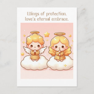 Carte Postale Jolis petits anges gardiens dorés