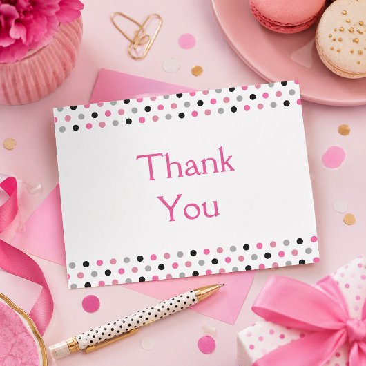 Carte Postale Jolis points roses Merci