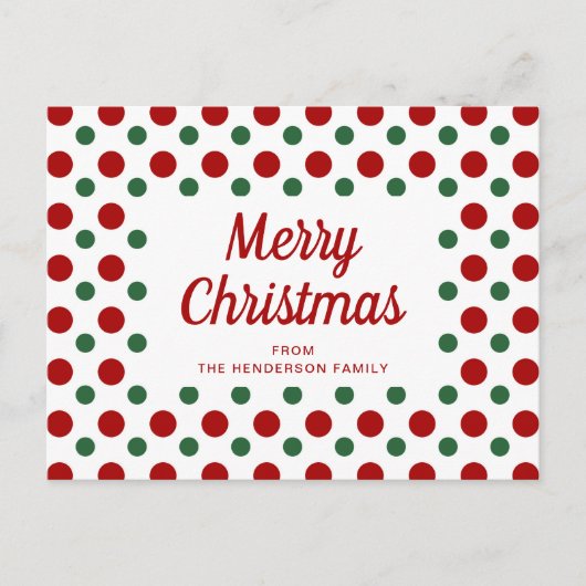 Carte Postale Jolis points rouges et verts Joyeux Noël (Devant)