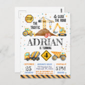 Carte Postale Jolis véhicules de construction d'anniversaire à l (Devant / Derrière)