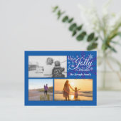 Carte postale Jolly Blue Christmas Snowflake Photo (Debout devant)