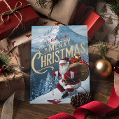 Carte Postale Jolly Père Noël Carves Snowy Slopes