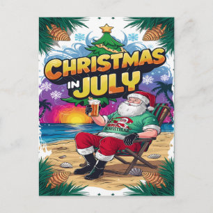 Carte Postale Jolly Père Noël se détendre avec une bière